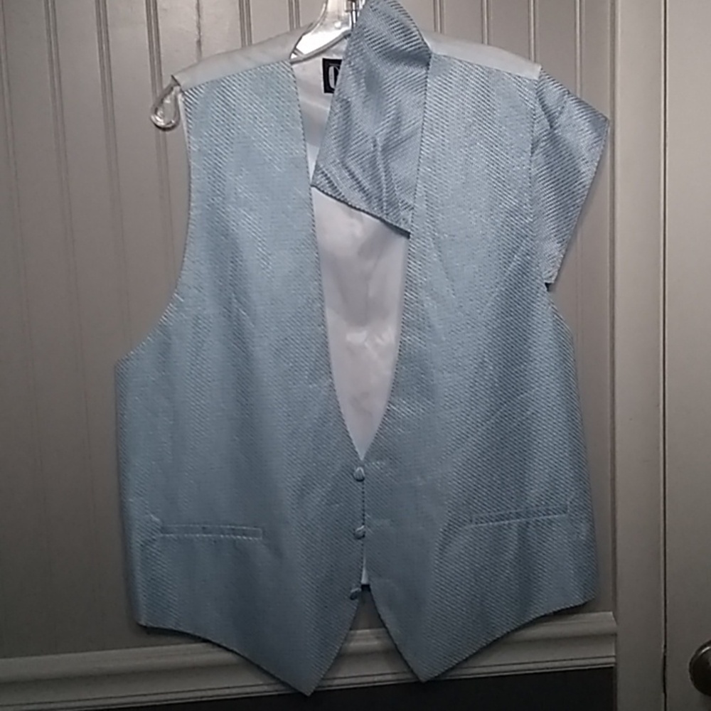 MENS powder blue tapestry vest set